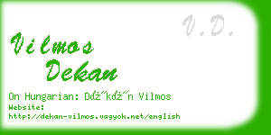 vilmos dekan business card